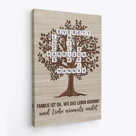 3459CGE2 die liebe innerhalb der familie ist ewig baumfamilie kreuzwortratsel  personalisierte leinwand fur die familie