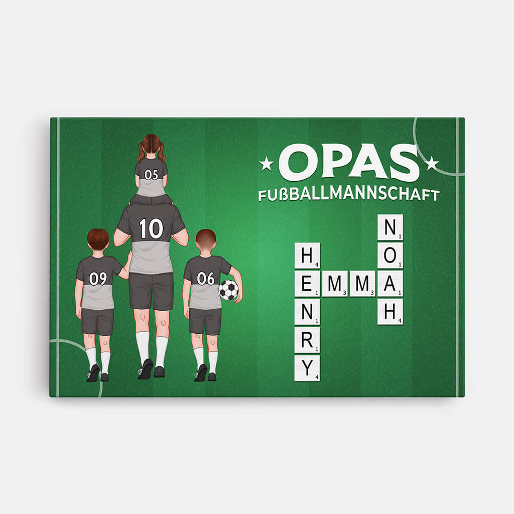 Daddys Traumteam Kreuzworträtsel - Personalisiertes Geschenk | Leinwand für fußballverrückte Papas