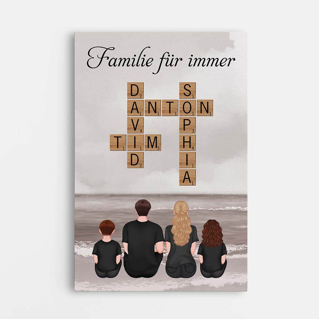 Familie Für Immer Kreuzworträtsel - Personalisiertes Geschenk | Leinwand für die Familie