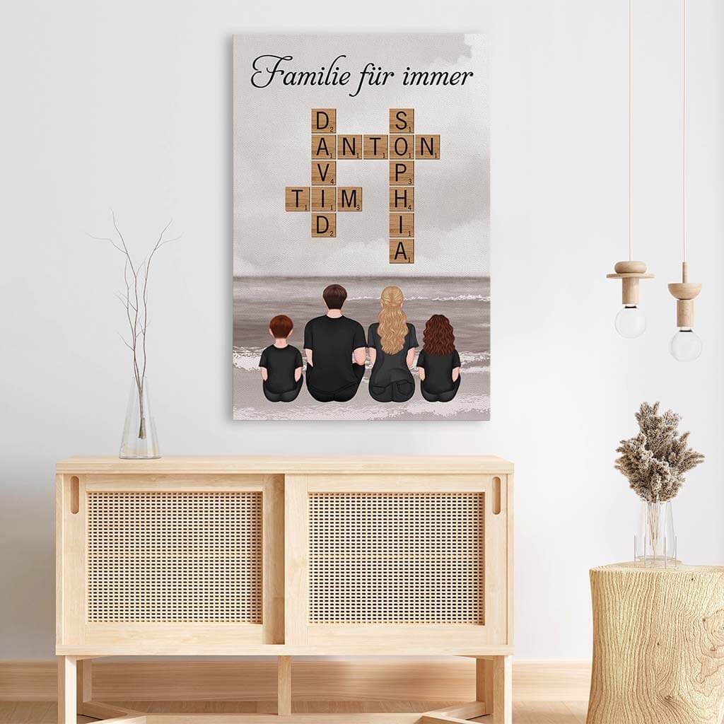 3465CGE3 familie fur immer kreuzwortratsel  personalisierte leinwand fur die familie