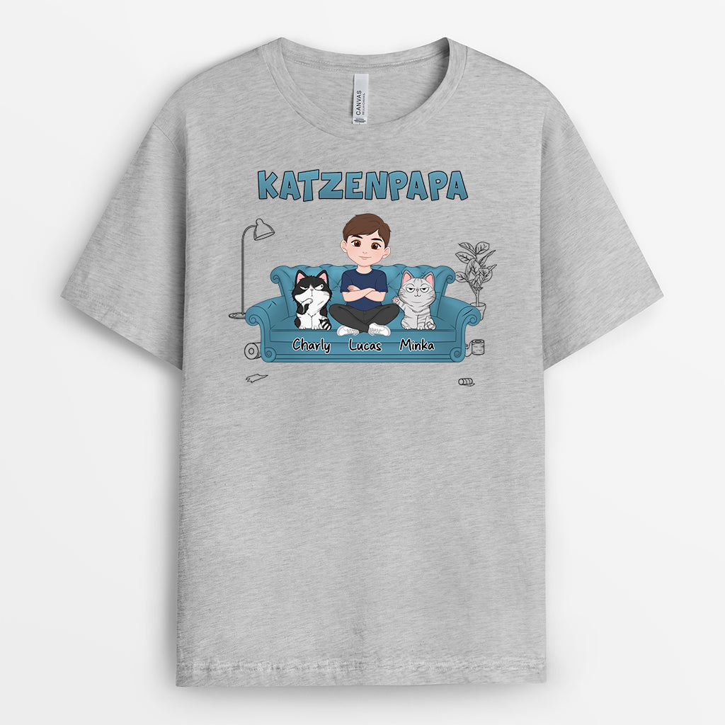 3474AGE2 katzenmama katzenpapa katzen t shirt personalisiert cartoon 3474A3H8D
