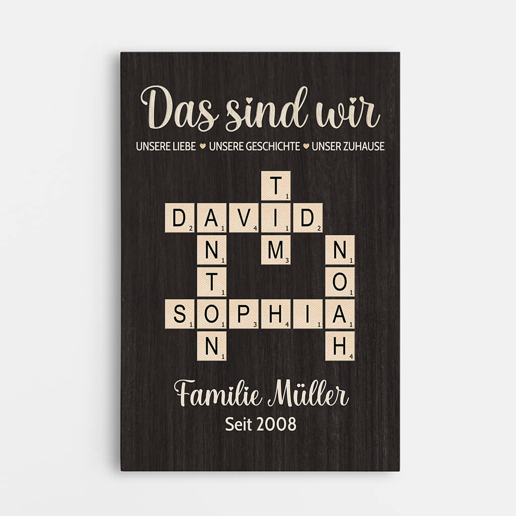 Das Sind Wir Unsere Liebe Unsere Geschichte Unser Zuhause Kreuzworträtsel - Personalisiertes Geschenk | Leinwand für die Familie