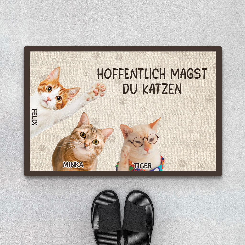 Hoffentlich magst du Katzen - Personalisiertes Geschenk | Fußmatte für Katzenliebhaber