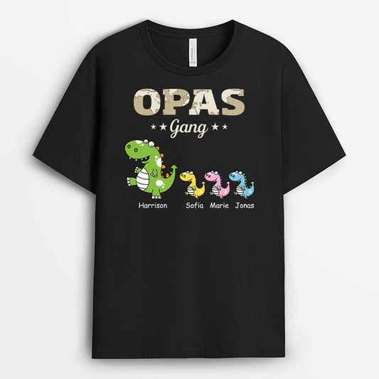 3499AGE1 opas papas dino bande  personalisiertes t shirt fur manner mit bleistiftdinosaurier und kartenmotiv