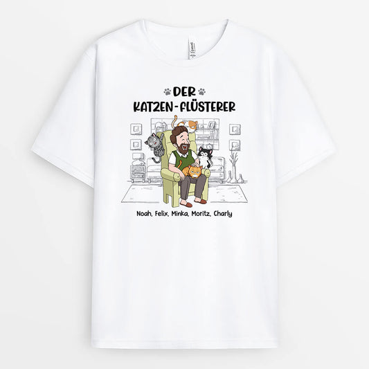 3502AGE1 der katzen flusterer  personalisiertes t shirt fur katzenliebhaber
