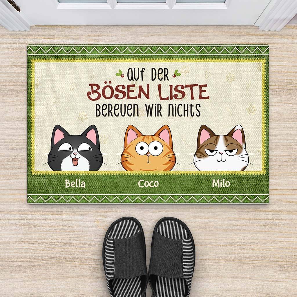 3516DGE2 auf der bosen liste bereuen wir nichts  personalisierte fussmatte fur katzenhalter