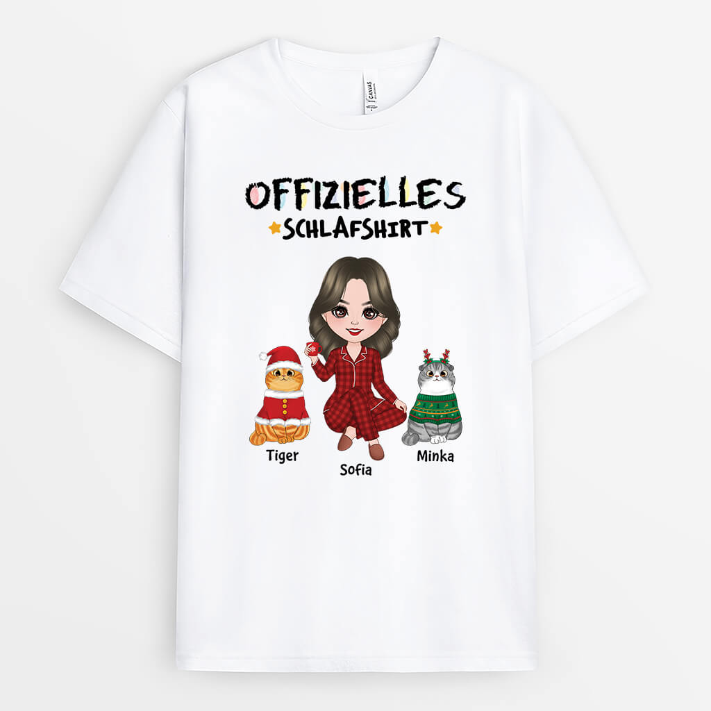 3520AGE1 offizielles schlafshirt katzen und katzenbesitzer  personalisiertes t shirt fur katzenliebhaber
