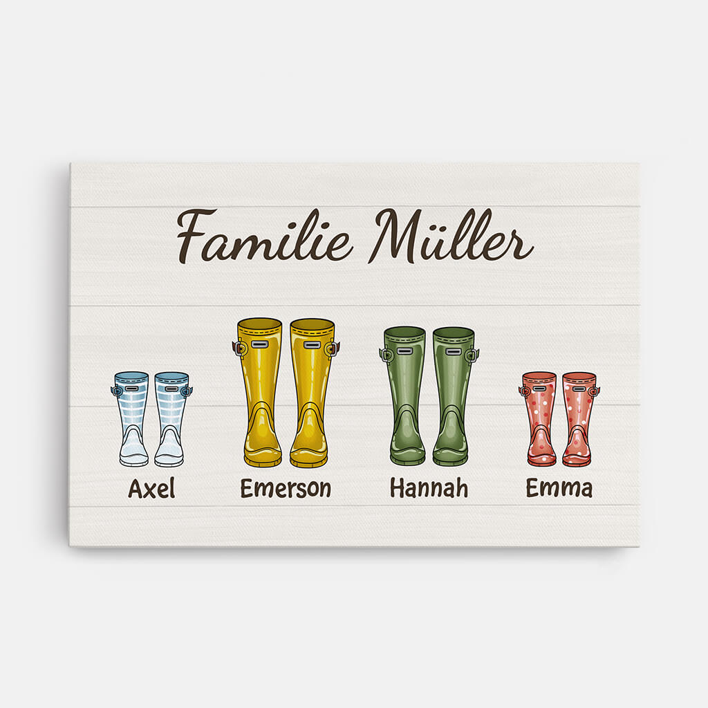 Familie Stiefel - Personalisiertes Geschenk | Leinwand für die Familie