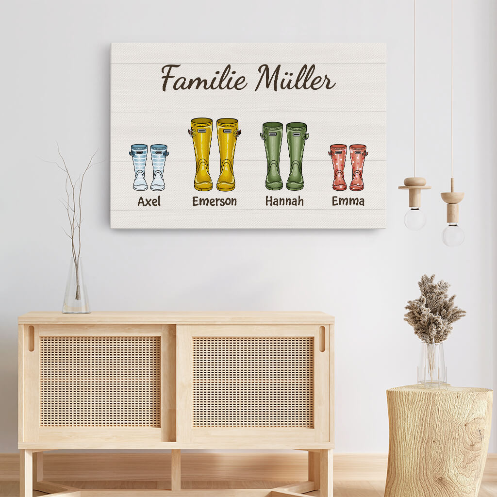 3523CGE3 familie stiefel  personalisierte leinwand fur die familie