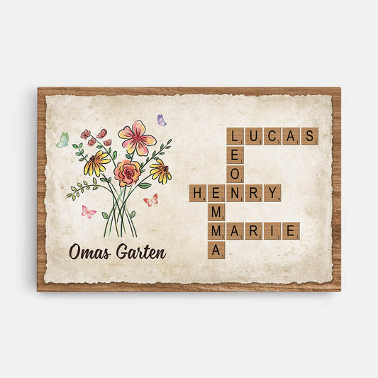 3524CGE1 omas mamas blumengarten kreuzwortratsel  personalisierte leinwand fur frauen