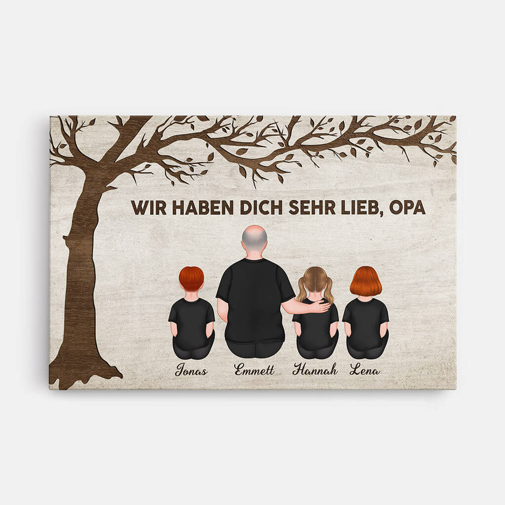 Wir Haben Dich Sehr Lieb Papa/Opa - Personalisiertes Geschenk | Leinwand für Männer