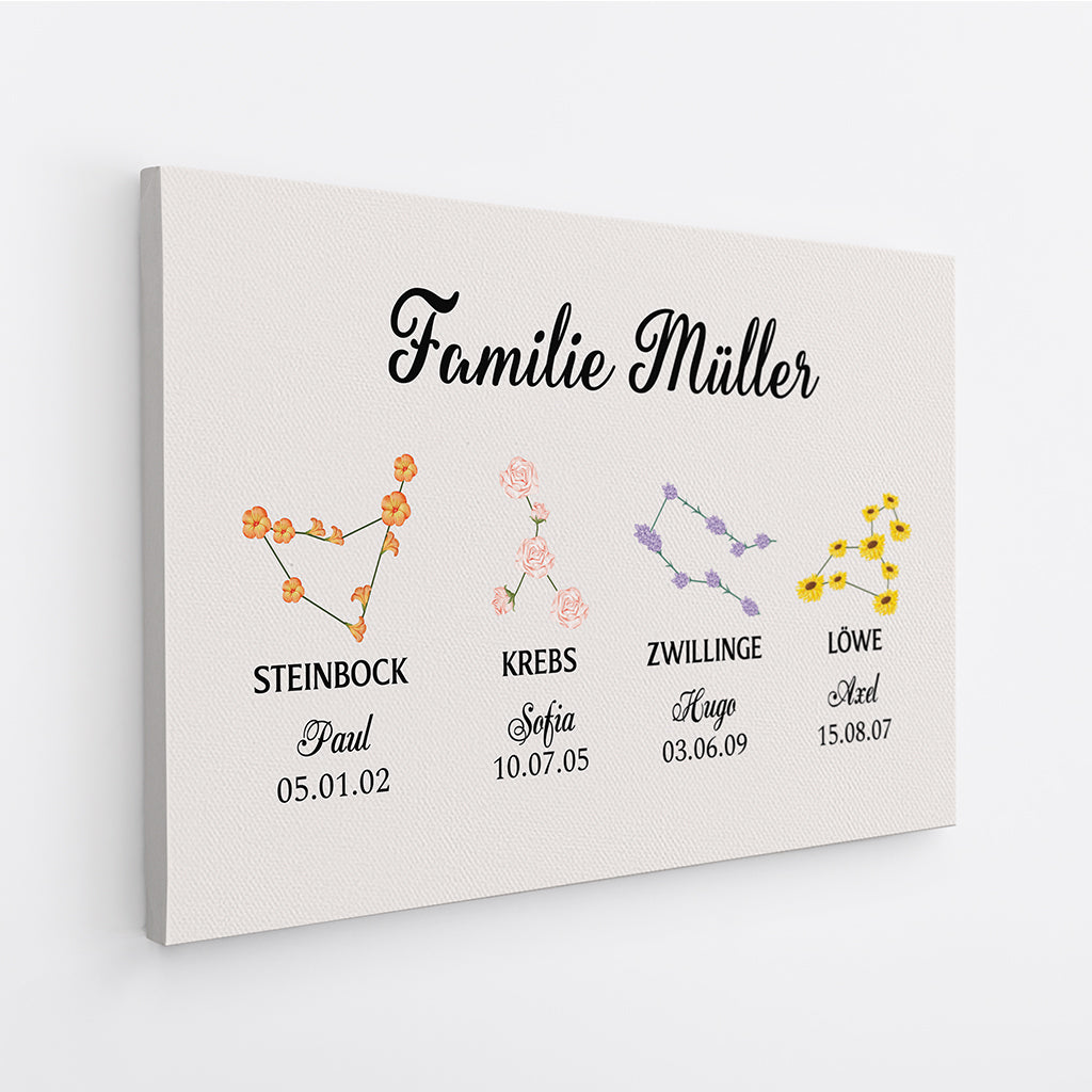 3531CGE2 die familie und das sternzeichen _ personalisierte leinwand fur familien und sternzeichen begeisterte