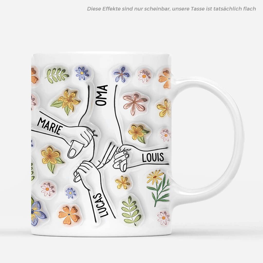 Oma/Mama Halt Die Hände der Kinder Blumen - Personalisiertes Geschenk | Tasse für Omas/Mamas