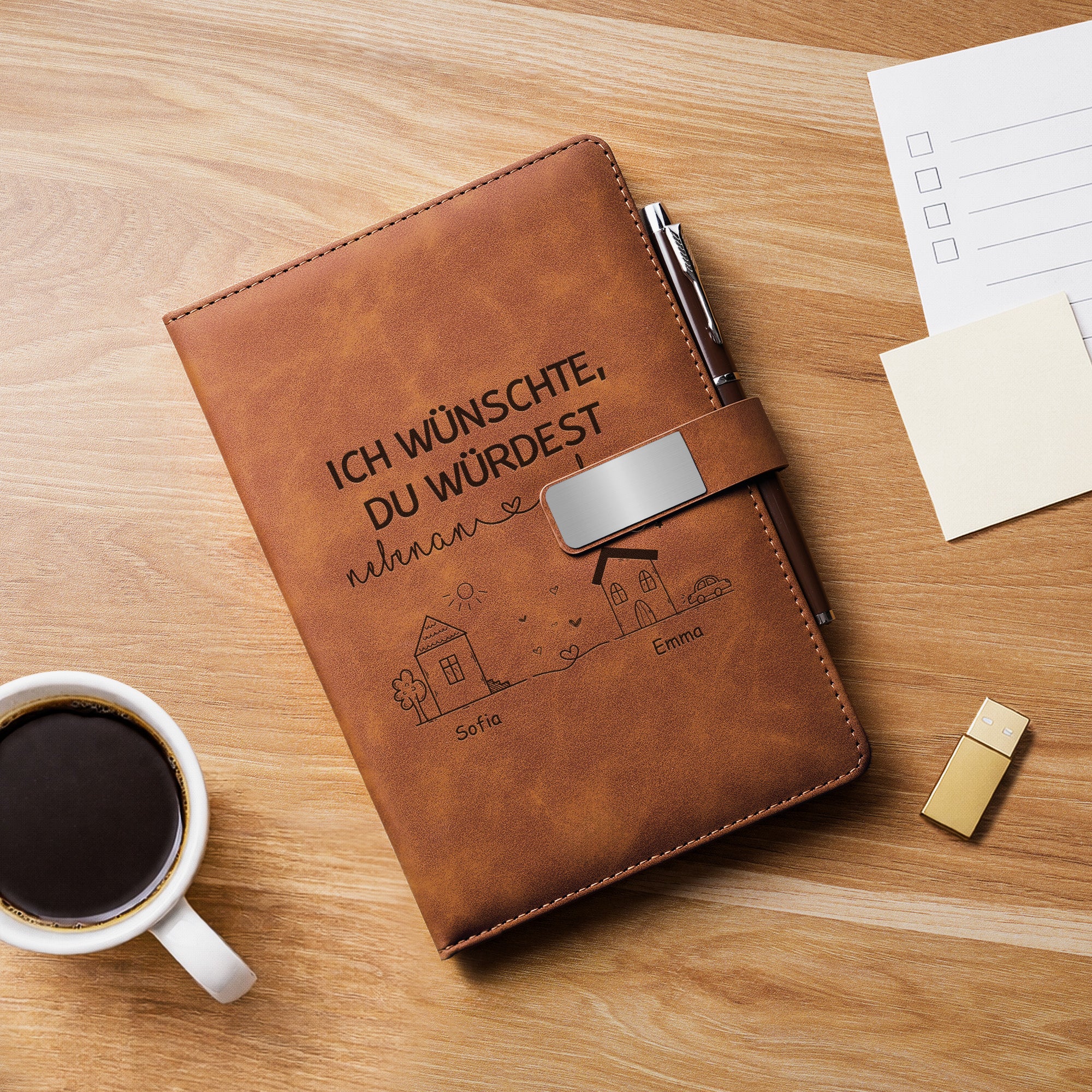 3535MGE2 ich wunschte du wurdest nebenan wohnen personalisierte geschenke beste freundin  notizbuch mit stift personalisiert mit gravur 3535mo6q5f_ea577c82 7670 484f b45a 81e63181b85e
