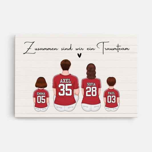 3558CGE1 zusammen sind wir ein traumteam  personalisierte leinwand fur die ganze familie perfekt fur sportbegeisterte