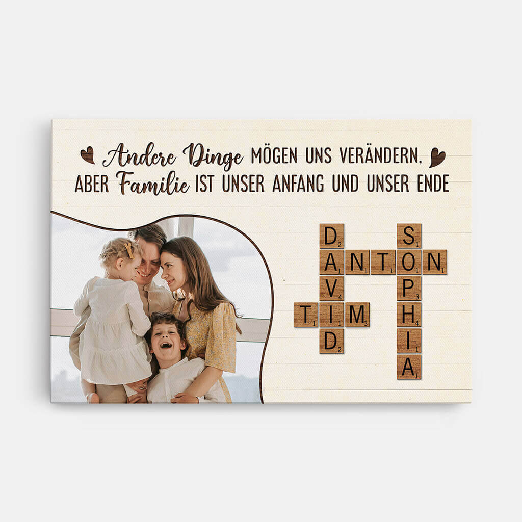 Andere Dinge Mögen Uns Verändern Aber Familie Ist Unser Anfang Und Unser Ende Kreuzworträtsel - Personalisiertes Geschenk | Leinwand für die Familie mit Foto