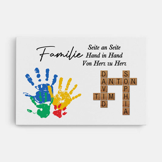 3581CGE1 seite an seite hand in hand von herz zu herz  personalisierte leinwand fur die familie