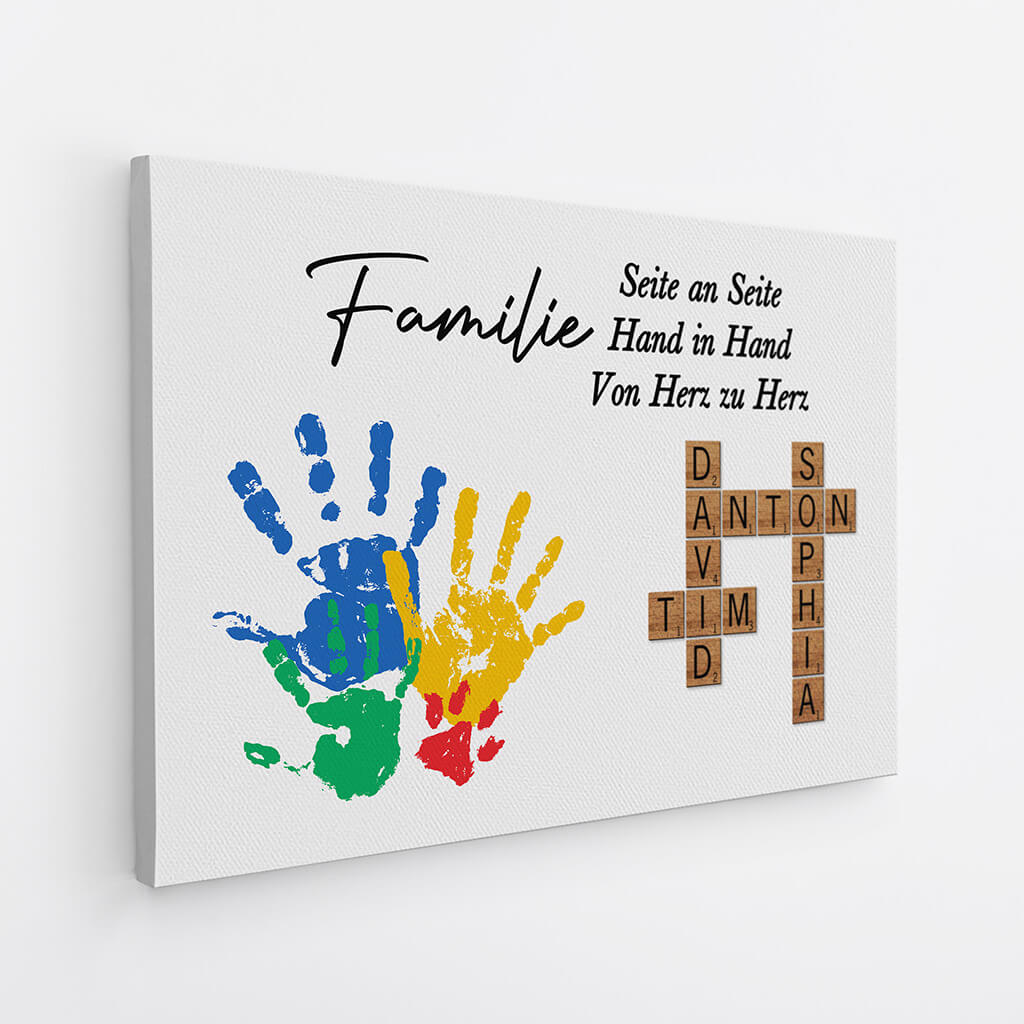 3581CGE2 seite an seite hand in hand von herz zu herz  personalisierte leinwand fur die familie