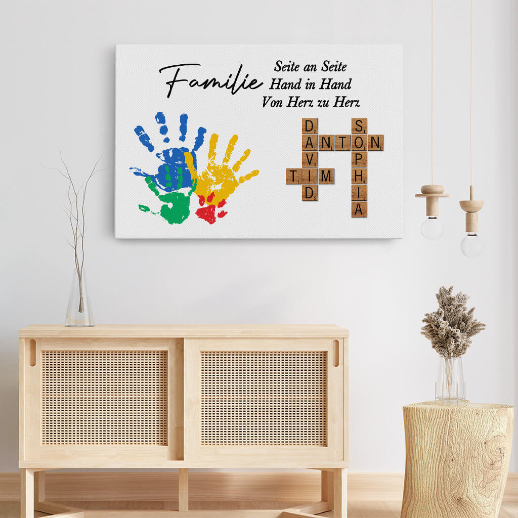 3581CGE3 seite an seite hand in hand von herz zu herz  personalisierte leinwand fur die familie