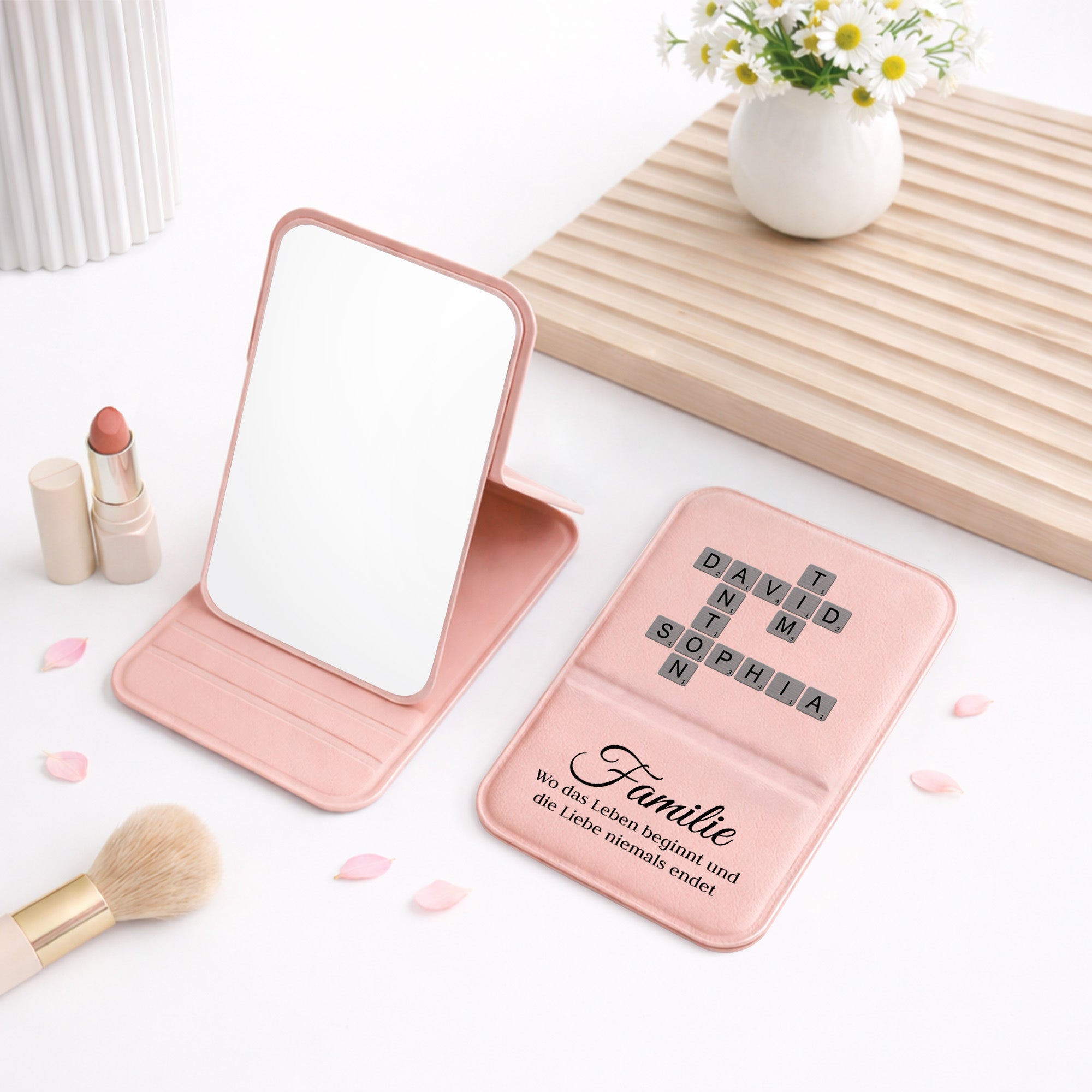 3591AGE2 familie wo die liebe beginnt und niemals endet personalisiertes kreuzwortratsel geschenk  taschenspiegel 3591ajsq5i