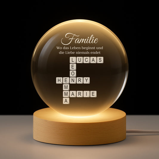 3591LGE1 familie wo das leben beginnt und die liebe niemals endet kristallkugel kreuzwortratsel personalisiert 3591LTP5I
