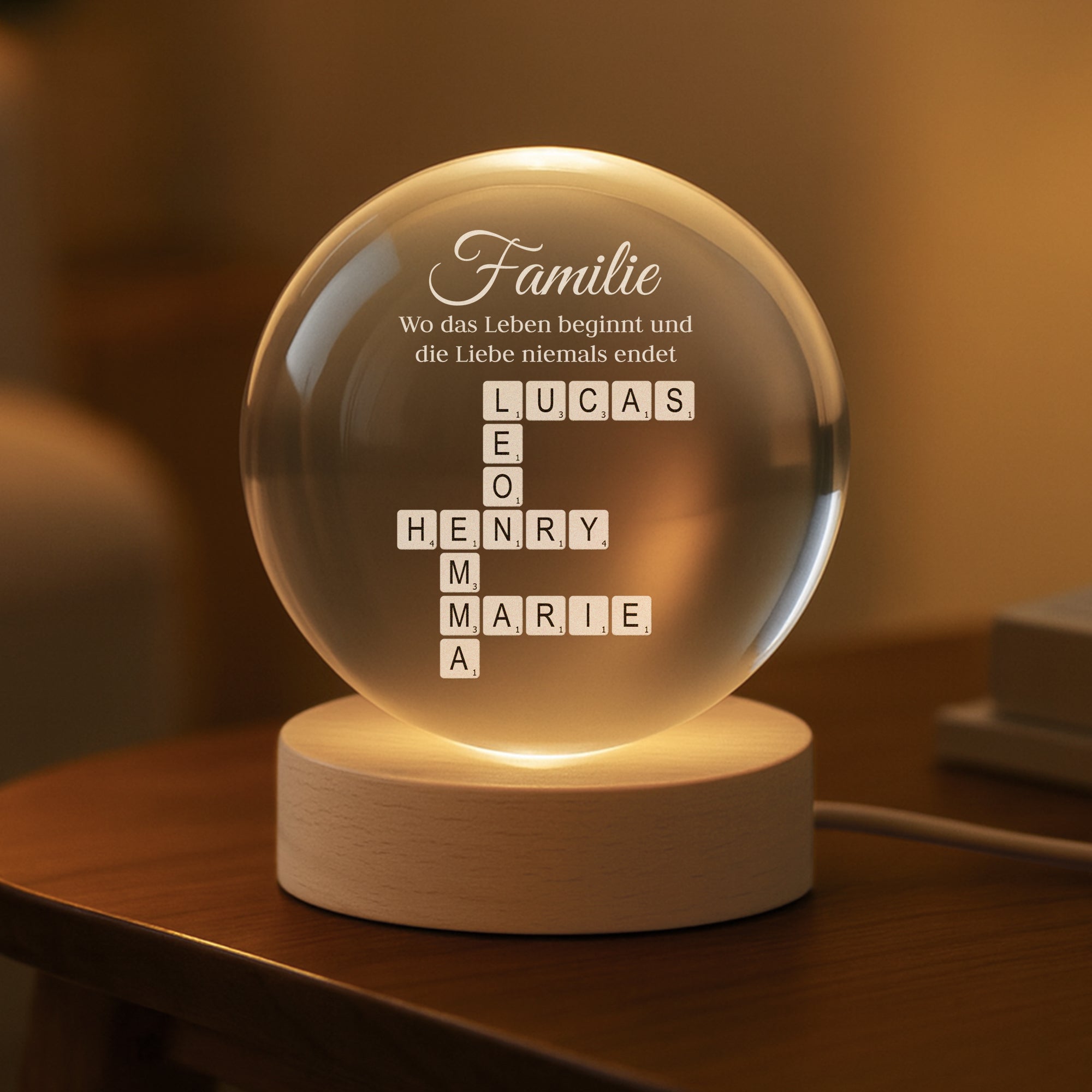 3591LGE2 familie wo das leben beginnt und die liebe niemals endet kristallkugel kreuzwortratsel personalisiert 3591LTP5I