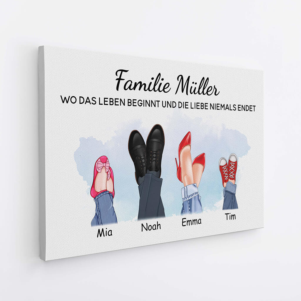 Familie Wo Das Leben Beginnt Und Die Liebe Niemals Endet - Personalisiertes Geschenk | Leinwand für die Familie