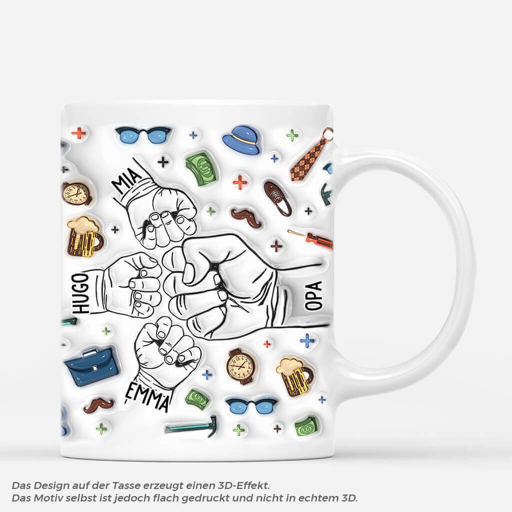 3604MGE2 die fauste der kinder und die von papa beruhren sich  personalisierte tasse mit 3d inflated effekt fur papas_2ff01cc8 ce71 4e86 9628 8dc0004bff70