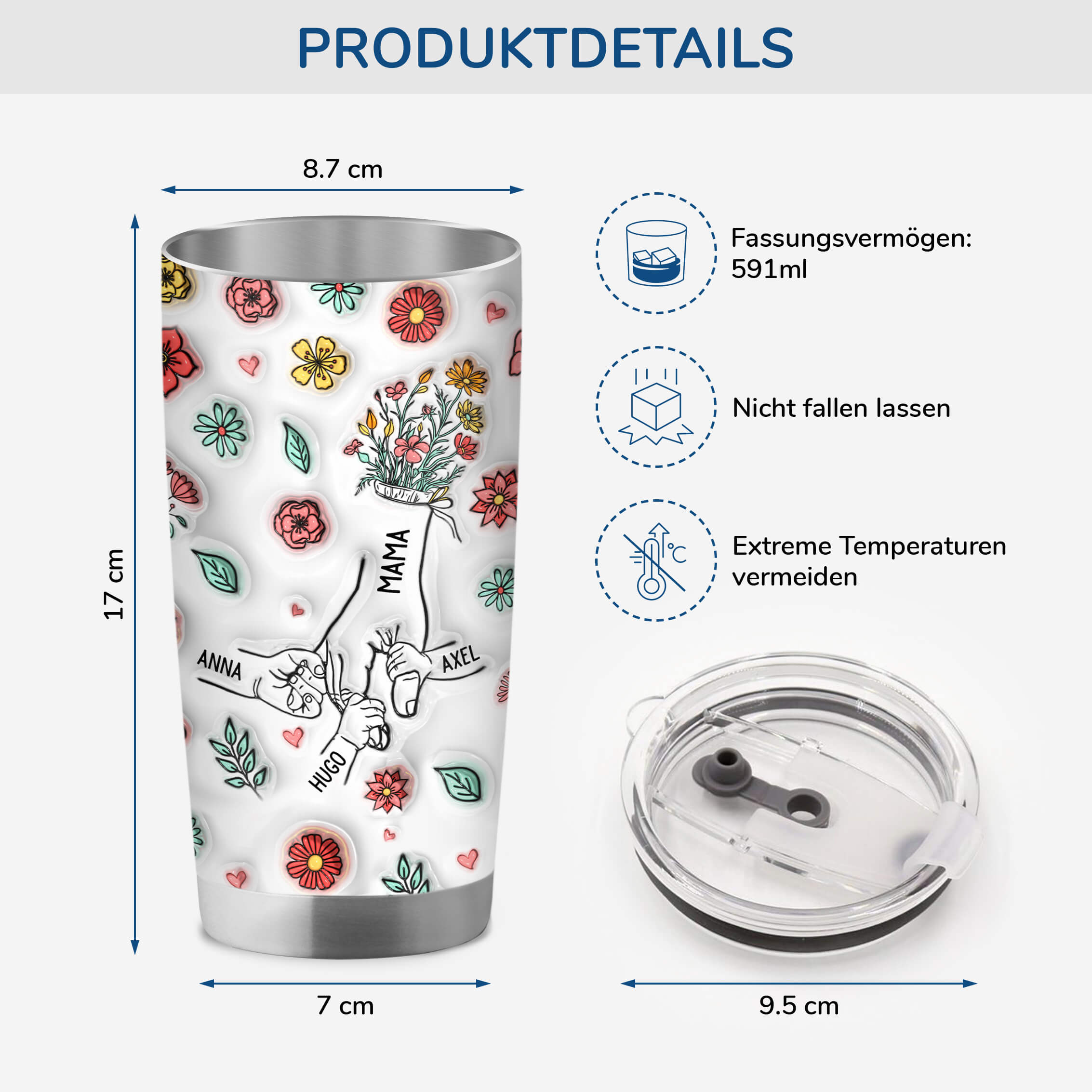 3606TGE3 3d druck effekt oma und enkel hand in hand blumen personalisierter thermobecher 20oz fur omas 3606T9M5A