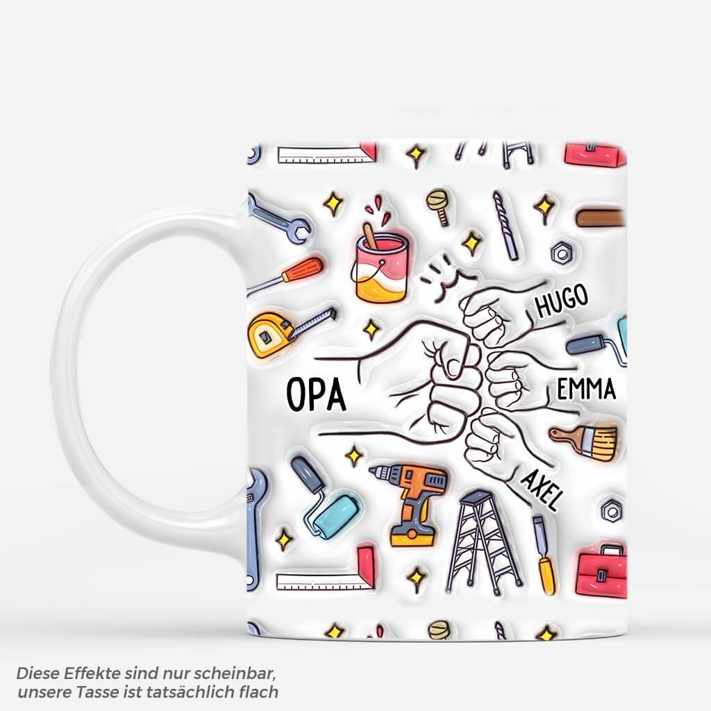 3628MGE1 papa und kinder werkstatt equipment  personalisierte tasse mit 3d inflated effekt fur papas
