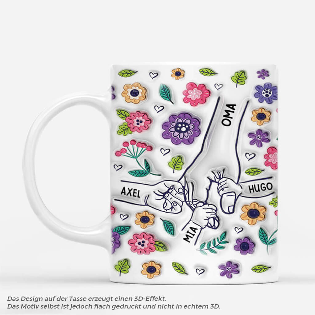 3644MGE1 oma und enkelkinder blumen hand in hand  personalisierte tasse mit 3d inflated effekt fur omas_5ab5be8b 66b6 40e7 ab60 58cd2e204067