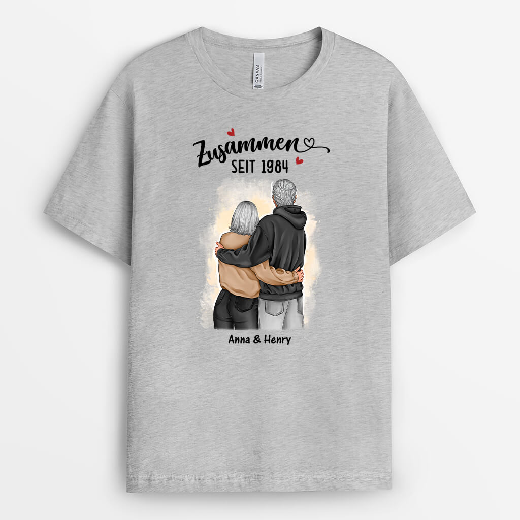 3653AGE2 zusammen zeit  personalisiertes t shirt fur paare zum jahrestag