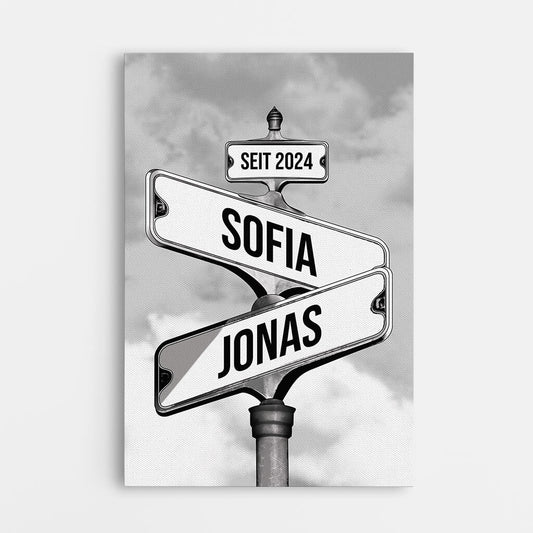 3673CGE1 strassenschild im vintage stil  perrsonalisierte leinwand fur paare