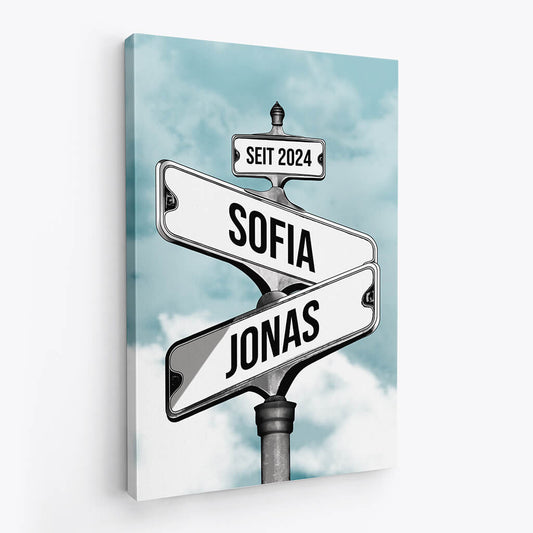 3673CGE2 strassenschild im vintage stil  perrsonalisierte leinwand fur paare
