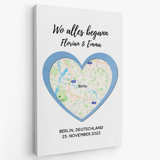 3681CGE2 wo alles begann karten  perrsonalisierte leinwand fur paare zum jahrestag