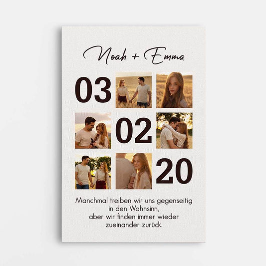 3682CGE1 manchmal treiben wir uns gegenseitig in den wahnsinn aber wir finden immer wieder zueinander zuruck  perrsonalisierte leinwand fur paare zum jahrestag mit foto