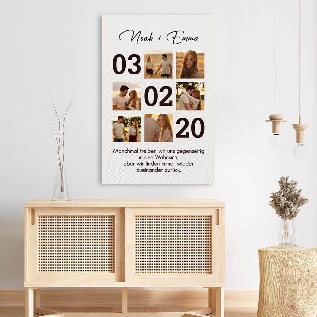 3682CGE3 manchmal treiben wir uns gegenseitig in den wahnsinn aber wir finden immer wieder zueinander zuruck  perrsonalisierte leinwand fur paare zum jahrestag mit foto