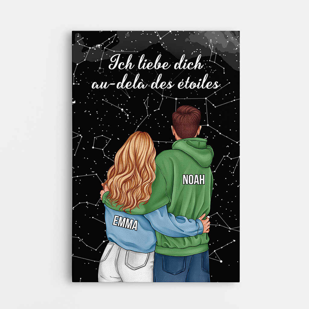 Ich Liebe Dich Über Alle Sterne Hinaus - Personalisiertes Geschenk | Leinwand für Paare