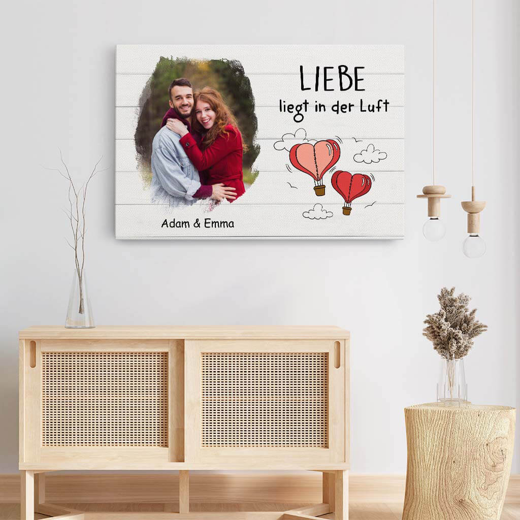 3688CGE3 liebe liegt in der luft  personalisierte leinwand fur paare mit foto