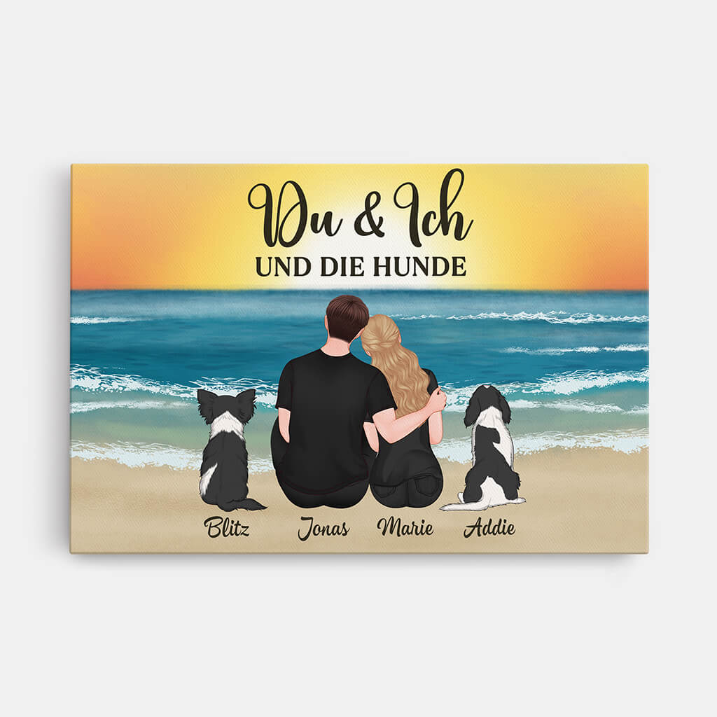 Du & Ich Und Die Hunde - Personalisiertes Geschenk | Leinwand für Paar und Hundebesitzer