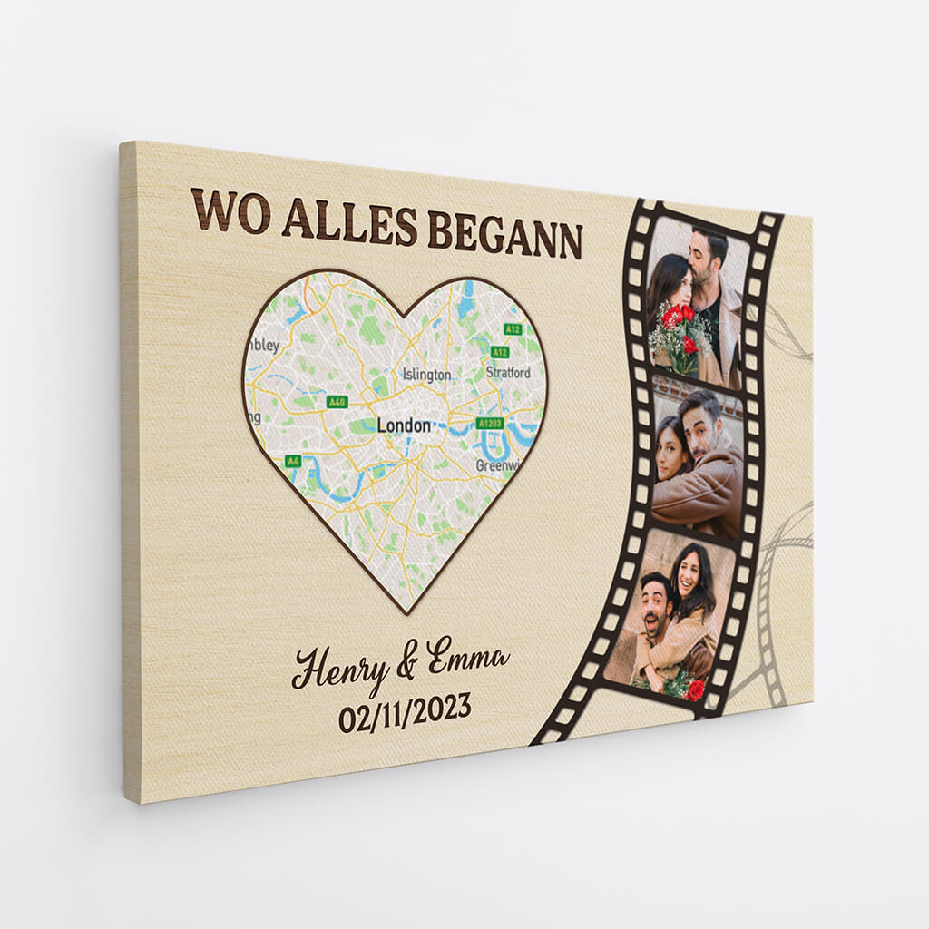 3696CGE2 wo alles begann  personalisierte leinwand mit foto und landkarte fur paare