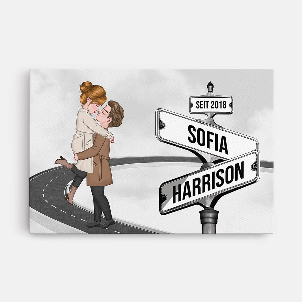 Vintage-Straßenschild - Personalisiertes Geschenk | Leinwand für Paare zum Jahrestag