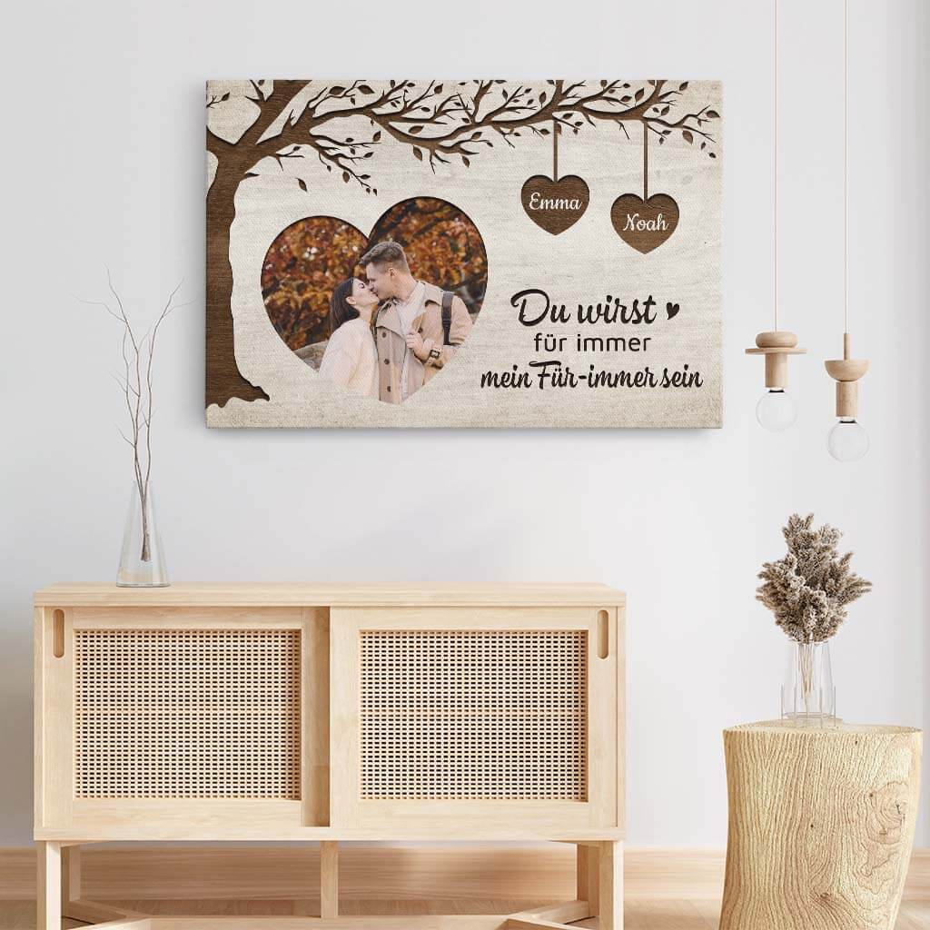 3712CGE3 du wirst fur immer mein fur immer sein  personalisierte leinwand mit foto fur paare