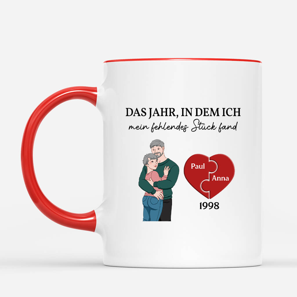 3715MGE2 das jahr in dem ich mein fehlendes stuck fand  personalisierte tasse fur paare zum jahrestag