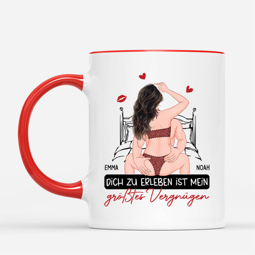 3733MGE2 dich zu erleben ist mein grosstes vergnugen  personalisierte tasse fur paare lustig