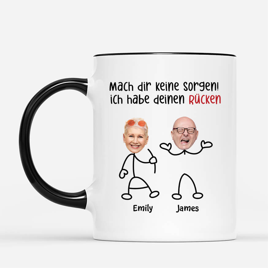 3734MGE2 mach dir keine sorgen ich habe deinen rucken  lustige tasse mit gesicht fur paare