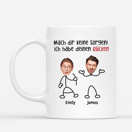 3734MGE3 mach dir keine sorgen ich habe deinen rucken  lustige tasse mit gesicht fur paare