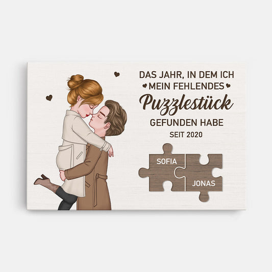 3740CGE1 das jahr in dem ich mein fehlendes puzzlestuck gefunden habe  personalisierte leinwand fur paare