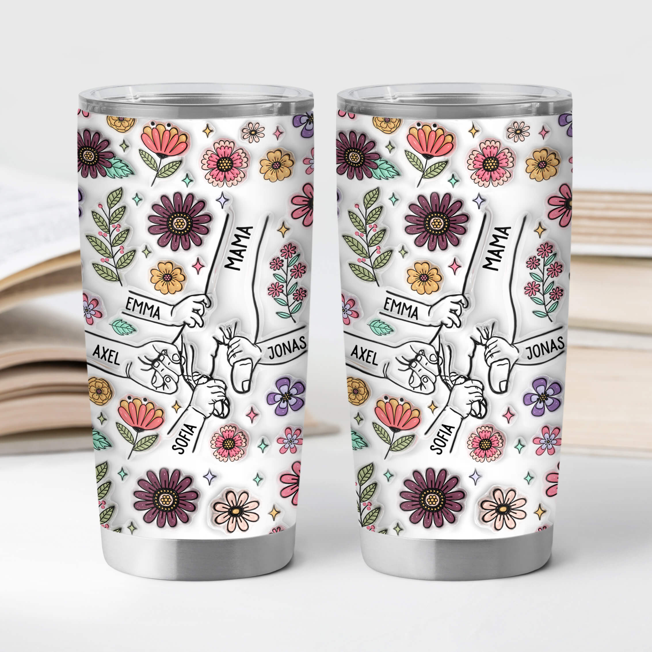 3764TGE2 3d druck effekt oma kinder pflanze personalisierter thermobecher 20oz fur omas 3764T6T5A