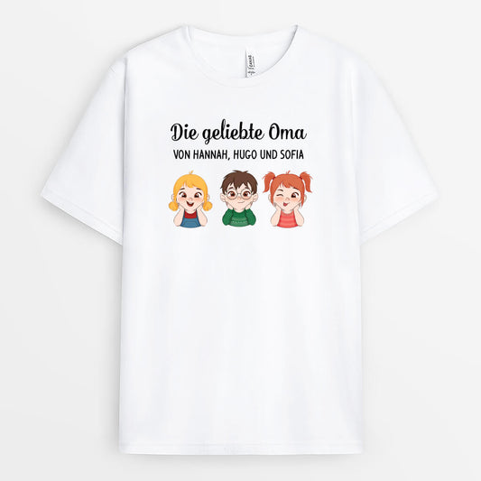 3777AGE1 die geliebte oma von  personalisiertes t shirt fur omas 3777A